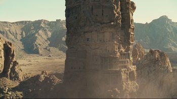 Movie still from “Wrath of the Titans” (2012), directed by Jonathan Liebesman – An old castle in the middle of the desert; Extreme Wide shot, Low angle