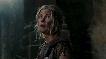 Movie still from “Wrath of the Titans” (2012), directed by Jonathan Liebesman – A person wearing a costume; Close Up shot, Low angle