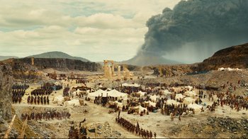 Movie still from “Wrath of the Titans” (2012), directed by Jonathan Liebesman – An image of an ancient city in the middle of the desert; Extreme Wide shot, High angle