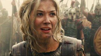 Movie still from “Wrath of the Titans” (2012), directed by Jonathan Liebesman – A person with a helmet on; Close Up shot, Over the shoulder angle