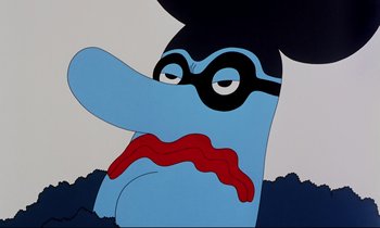 Movie still from “Yellow Submarine” (1968), directed by George Dunning – A cartoon character's face; Close Up shot, Low angle