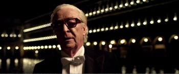 Movie still from “Youth” (2015), directed by Paolo Sorrentino – An older man wearing a tuxedo and bow tie; Close Up shot, Low angle