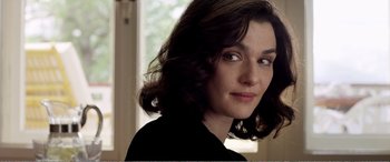 Movie still from “Youth” (2015), directed by Paolo Sorrentino – A person wearing a black shirt; Close Up shot, Over the shoulder angle