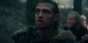 Movie still from “Barbarians” (2020), created by Arne Nolting – A person with a beard; Close Up shot, Low angle