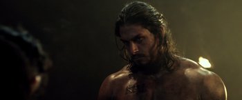 Movie still from “Pompeii” (2014), directed by Paul W.S. Anderson – A person with long hair; Close Up shot, Low angle