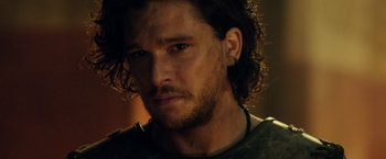 Movie still from “Pompeii” (2014), directed by Paul W.S. Anderson – A person with long hair; Close Up shot, Low angle