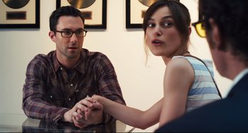 Movie still from “Begin Again” (2013), directed by John Carney – Medium shot, Over the shoulder angle