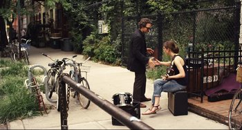 Movie still from “Begin Again” (2013), directed by John Carney – Wide shot, Over the shoulder angle