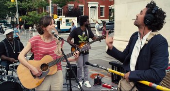 Movie still from “Begin Again” (2013), directed by John Carney – Medium shot, Over the shoulder angle