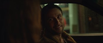 Movie still from “Berlin Syndrome” (2017), directed by Cate Shortland – A person in a car; Close Up shot, Over the shoulder angle