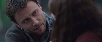 Movie still from “Berlin Syndrome” (2017), directed by Cate Shortland – A person looking at another person; Close Up shot, Over the shoulder angle