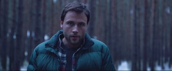 Movie still from “Berlin Syndrome” (2017), directed by Cate Shortland – A person wearing a jacket; Close Up shot, Low angle