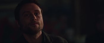 Movie still from “Berlin Syndrome” (2017), directed by Cate Shortland – A man's face in the dark; Close Up shot, Over the shoulder angle