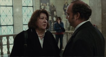 Movie still from “Win Win” (2011), directed by Tom McCarthy – A woman and a man talking to each other; Medium shot, Over the shoulder angle