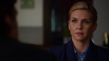 Movie still from “Better Call Saul” (2015), created by Vince Gilligan – A person wearing a suit and tie; Close Up shot, Over the shoulder angle