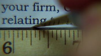Movie still from “Better Call Saul” (2015), created by Vince Gilligan – A ruler and a piece of paper; Extreme Close Up shot, High angle