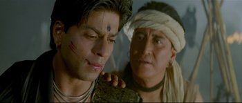 Movie still from “Asoka” (2001), directed by Santosh Sivan – A man and a woman are looking at each other; Close Up shot, Over the shoulder angle