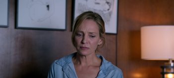 Movie still from “Chambers” (2019), created by Leah Rachel – A person wearing a blue shirt; Close Up shot, Low angle