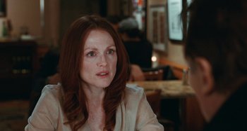 Movie still from “Chloe” (2009), directed by Atom Egoyan – Julianne moore in a scene from the movie still alice; Close Up shot, Over the shoulder angle