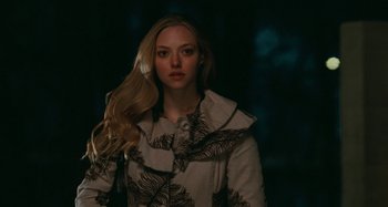 Movie still from “Chloe” (2009), directed by Atom Egoyan – A beautiful young woman with long blonde hair; Close Up shot, Over the shoulder angle