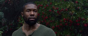 Movie still from “Bird Box” (2018), directed by Susanne Bier – A person with a beard; Close Up shot, Over the shoulder angle