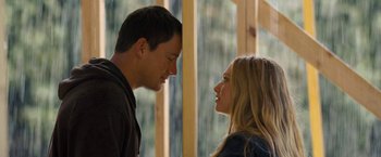 Movie still from “Dear John” (2010), directed by Lasse Hallström – A man and a woman face to face in front of a window; Close Up shot, Over the shoulder angle