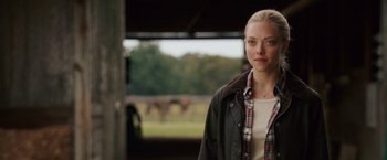 Movie still from “Dear John” (2010), directed by Lasse Hallström – Amanda seyfried in a scene from the movie letters to juliet; Close Up shot, Over the shoulder angle