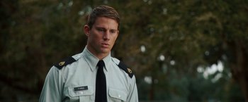 Movie still from “Dear John” (2010), directed by Lasse Hallström – A person wearing a uniform; Close Up shot, Over the shoulder angle