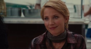 Movie still from “Eat Pray Love” (2010), directed by Ryan Murphy – A person wearing a plaid shirt; Close Up shot, Over the shoulder angle