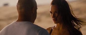 Movie still from “Fast & Furious” (2009), directed by Justin Lin – A man and a woman talking to each other; Close Up shot, Over the shoulder angle