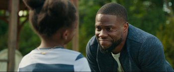 Movie still from “Fatherhood” (2021), directed by Paul Weitz – A man sitting next to a woman in a park; Close Up shot, Over the shoulder angle
