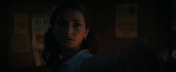 Movie still from “Fear Street: Part Two - 1978” (2021), directed by Leigh Janiak – A person looking at the camera; Close Up shot, Low angle