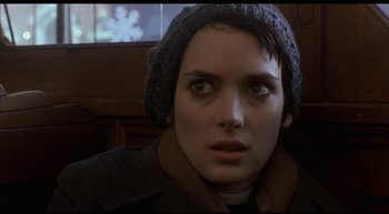 Movie still from “Girl, Interrupted” (1999), directed by James Mangold – A person wearing a hat; Close Up shot, Low angle