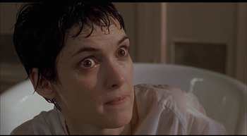 Movie still from “Girl, Interrupted” (1999), directed by James Mangold – A person with wet hair; Close Up shot, Low angle