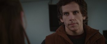 Movie still from “Greenberg” (2010), directed by Noah Baumbach – A person wearing a jacket; Close Up shot, Over the shoulder angle