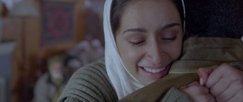 Movie still from “Haider” (2014), directed by Vishal Bhardwaj – A person wearing a head scarf; Close Up shot, Overhead angle