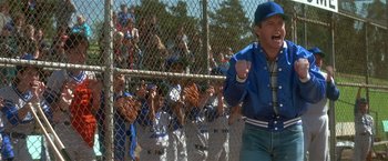 Movie still from “Hook” (1991), directed by Steven Spielberg – A crowd of young baseball fans watching a baseball game; Medium shot, Low angle