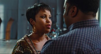 Movie still from “Hot Tub Time Machine” (2010), directed by Steve Pink – A woman standing next to a man in front of a mirror; Close Up shot, Over the shoulder angle