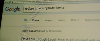 Movie still from “Mom” (2017), directed by Ravi Udyawar – A computer screen showing a recipe for a cyanide meal; Extreme Close Up shot, High angle