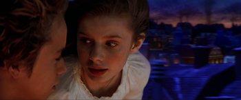 Movie still from “Peter Pan” (2003), directed by P.J. Hogan – A young girl is looking up at the sky; Close Up shot, High angle