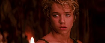 Movie still from “Peter Pan” (2003), directed by P.J. Hogan – A person with short hair; Close Up shot, Over the shoulder angle