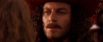 Movie still from “Peter Pan” (2003), directed by P.J. Hogan – A person wearing a hat; Close Up shot, Over the shoulder angle