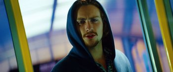 Movie still from “Savages” (2012), directed by Oliver Stone – A person wearing a hooded sweatshirt; Close Up shot, Low angle