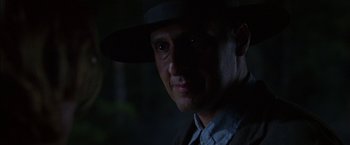 Movie still from “Secret Window” (2004), directed by David Koepp – A person wearing a hat; Close Up shot, Low angle