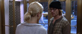 Movie still from “Secret Window” (2004), directed by David Koepp – A man and a woman standing next to each other; Close Up shot, Over the shoulder angle