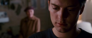 Movie still from “Spider-Man 3” (2007), directed by Sam Raimi – Close Up shot, Over the shoulder angle