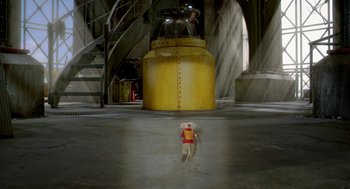Movie still from “Stuart Little 2” (2002), directed by Rob Minkoff – A mouse that is standing in the middle of the floor; Extreme Wide shot, High angle