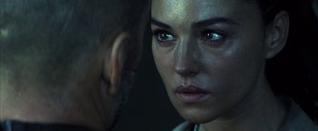 Movie still from “Tears of the Sun” (2003), directed by Antoine Fuqua – A woman's face and a man's face; Close Up shot, Over the shoulder angle