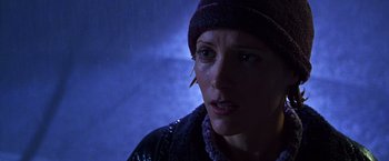 Movie still from “The Cable Guy” (1996), directed by Ben Stiller – A person wearing a hat; Close Up shot, Low angle