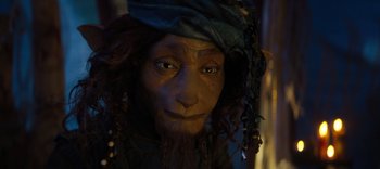Movie still from “The Dark Crystal: Age of Resistance” (2019), created by Jim Henson – The face of a person dressed as a pirate; Close Up shot, High angle